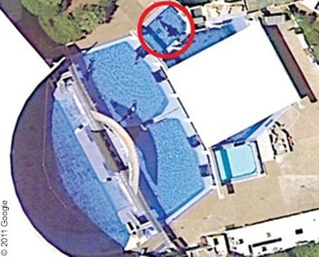 In this aerial view of SeaWorld, you can see how little room the orcas have. Inside the circle is Tilikum, whose nose and tail appear to be able to touch both sides of the tank at the same time.