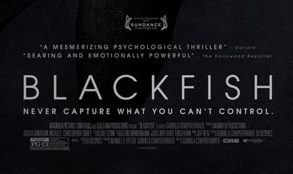 A poster for Blackfish featuring an orca whale in a captivating illustration, highlighting the dark reality of SeaWorld.