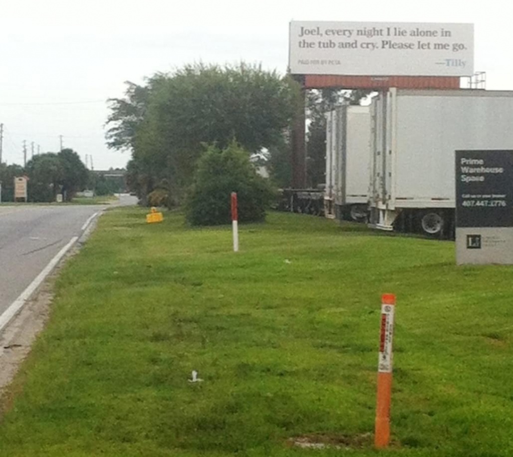 A billboard on the side of a road.