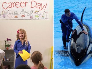 A young girl tells her class about the problems with SeaWorld jobs on 'career day'